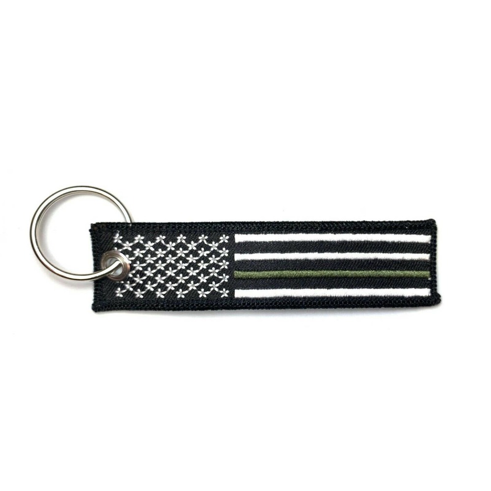 Thin Green Line USA Flag Key Chain Key Tag